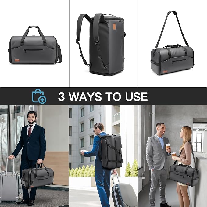 Garment Bags for Travel,45L Carry on Convertible Garment Duffle bag for Men Women - 3 in 1 Hanging Suit Travel Bag with Shoulder Strap