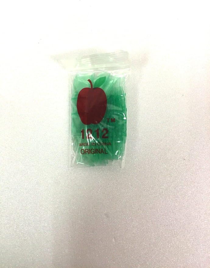 1212-S Original Mini Resealable 2.5mil Plastic Bags 1/2" x 1/2" Reclosable Baggies (Green, 1,000 Bags)