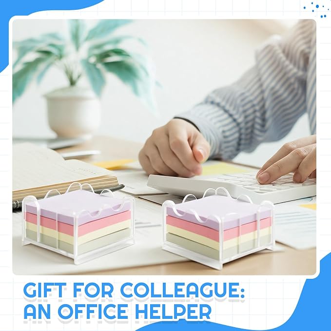 AceOrbit 2 Pcs Scalloped Acrylic Sticky Note Holder, 3x3 Inch Clear Cute Notepad Holder Sticky Note Dispenser with Wave Design, Thick Acrylic Desk Organizer for Office, Home, Dorm, Classroom Desk