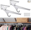 Lewtemi 2 Pcs Chrome-plated Alloy Steel Sloped Ceiling Clothes Rod & Shelf Bracket 15.7" Rod Bracket for Attic Living Room Bedroom Sloped Closet Drapery