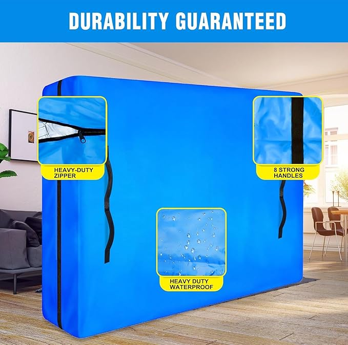 MorTime Mattress Bags for Moving and Storage, Zippered Mattress Storage Bag with 8 Strong Carrying Handles, Reusable Mattress Protector Cover Moving Supplies (Queen)
