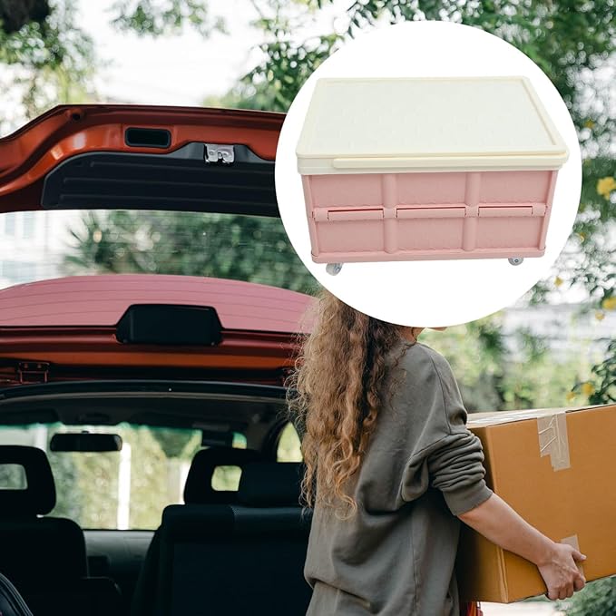 30L Collapsible Storage Bins with Lids: Storage Tote With Wheels Folding Plastic Stackable Utility Crates Plastic Tote Storage Box Container Stackable Folding Utility Crates for Clothes,Books