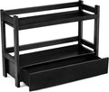 Sorbus Bamboo Bathroom Counter Organizer – 2-Tier Shelf with Hidden Drawer for Vanity, Matcha Station, Bathroom Sink Organizer Countertop, Kitchen & Office Storage (17″ L x 6.5″ W x 12.6″ H) (Black)