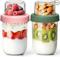 16+4 oz Glass Parfait Cups with Lids 2 Pack Yogurt To Go Containers | Dry Wet Separation, Overnight Oats Containers,Chia Pudding,Nuts, Fruit,Granola Toppings,Meal Prep Jars