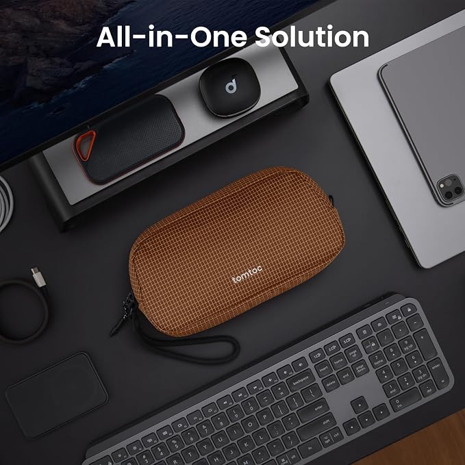 tomtoc Electronics Organizer Travel Case Performance, Cable Tech Pouch | Water Resistant Accessories Bag Carry Storage for Cord, Phone, Cables, Airpods, USB Flash Drive, Daily Items