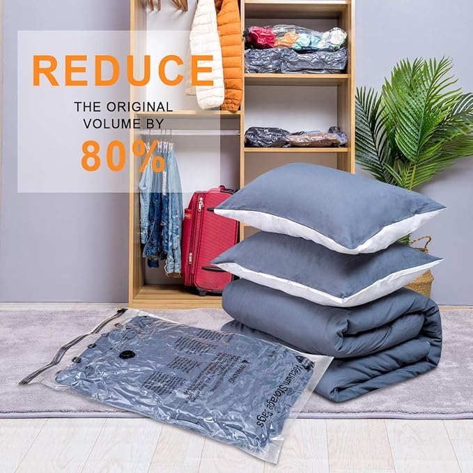 GONGSHI Vacuum Storage Bags, Space Saver Seal Bags For Clothing, Blankets, Comforters, Pillows, Clothes Storage,Travel Luggage.10 S