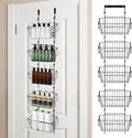 Over The Door Organizer – 5 Removable Hanging Baskets, Back of Door Storage for Bathroom, Kitchen, Pantry & Garage, No Tools Needed, 3 Installation Methods (Wall/Door Mount) Black