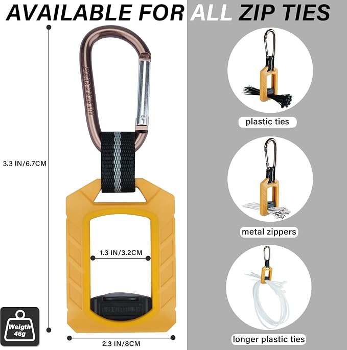 MELOTOUGH 2pcs Zip Tie Holder,Zip Tie Organizer for Zipties Arrangement, Cable Tie Holder Multi-Purpose Indoor and Outdoor Use（Yellow）