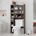 Vabches Over The Toilet Storage Cabinet, Farmhouse Storage Cabinet Over Toilet with Acrylic Doors，Home Space-Saving Toilet Rack, for Bathroom, Restroom, Laundry, Espresso