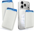 2Pack Magnetic Wallet Cell Phone Card Holder for Phone Case with Mag-Safe, Stronger Magnetic RFID Leather Phone Wallet Stick on Series of iPhone 17/16/15/14/13/12 and Pro/Promax,2-Pack White