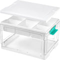 Vtopmart 24 QT Plastic Storage Box with Building Baseplate Lid and Removable Tray,Craft Organizer and Storage for Art Supplies, Beads and Sewing,2 Pack