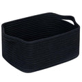 CubesLand Cube Storage Organizer Basket Bin, Cotton Rope Shelves Basket | Durable Woven Rectangular Shelf Basket for Organizing, Nursery Toys Basket, Black Basket