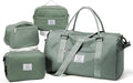 Gym Bag Womens Mens with Shoes Compartment Travel Duffel Bag for Women for Plane Sport Gym Tote Bags Swimming Yoga Weekend Overnight Carry on Bag Hospital Holdalls 4Pcs Set Dark Green