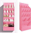 FENTEC 1 Pack Over-the-Door-Shoe-Organizers, Hanging Shoe Organizers with Large Pocket Shoe Holder Hanging Shoe Rack for Closet Shoes Organizer for Wall, Over Door Organizer with 15 Pockets Pink