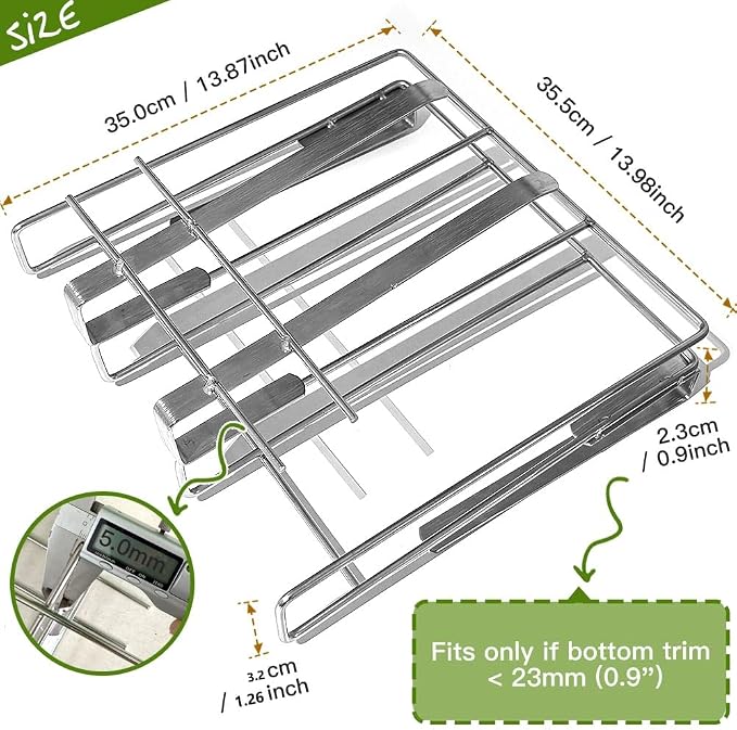 Under Cabinet Cutting Board Organizer, Stainless Steel 2 in1 Pot Lid & Chopping Board Rack, Cutting Board Storage, Kitchen Pot Lid Holder, Under Cabinet Shelf for Home Kitchen Utensils, Paper Towel