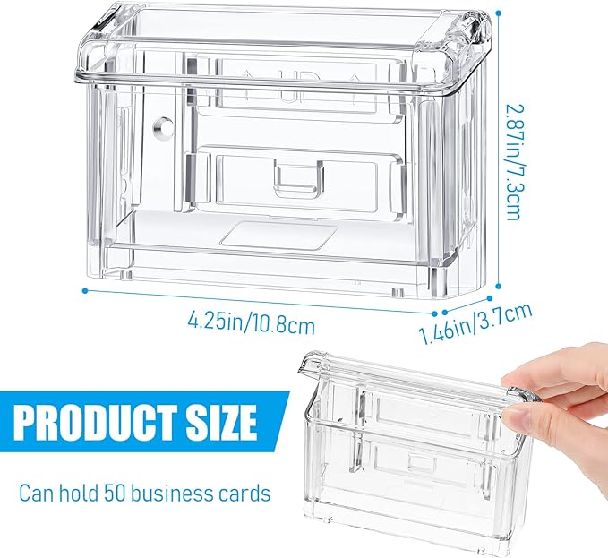 Vicenpal Outdoor Acrylic Business Card Holder Wall Mount, Peel and Stick | Clear wall mount display, no drill install, fits office store front door, resistant acrylic, holds standard business cards