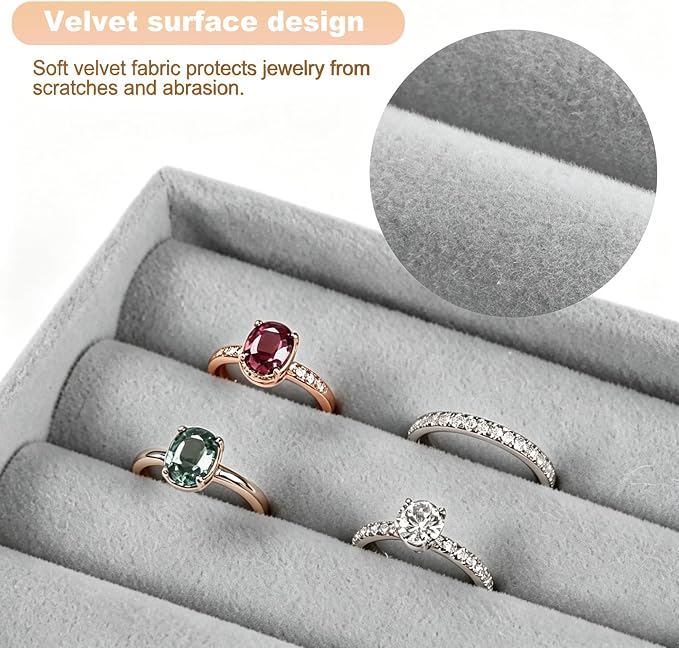 Small 8-Piece Velvet Jewelry Drawer Organizer Inserts Stackable Trays