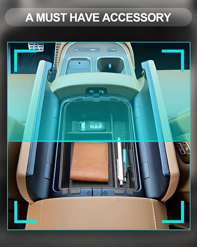CDEFG 2Pcs for 2026 Hyundai Palisade Center Console Organizer for 2026 Hyundai Palisade Accessories Middle Console Double Organizers Armrest Storage Box(Only for 7-Seats w/Split Armrest Lid)
