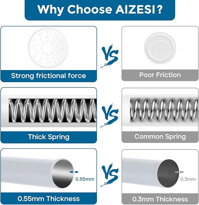 AIZESI Spring Tension Curtain Rods Short Tension Rod (White,28" to 38"-3Pcs)