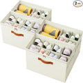 4-Pack Shoe Organizer for Closet, Foldable Shoe Storage Box with Adjustable Dividers & Clear Cover, Fits 32 Pairs, Beige, Durable and Space-Saving