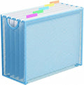 Hanging File Organizer, Letter-Size File Holder Filing Box with 5 Hanging Folders, Metal Mesh Desk File Folder Storage(No Assembly Required) (Blue, with 5 Grey Folders)
