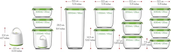FOSA Vacuum Seal Food Storage System Reusable Container Deluxe Set with Vacuum and 10 Reusable containers