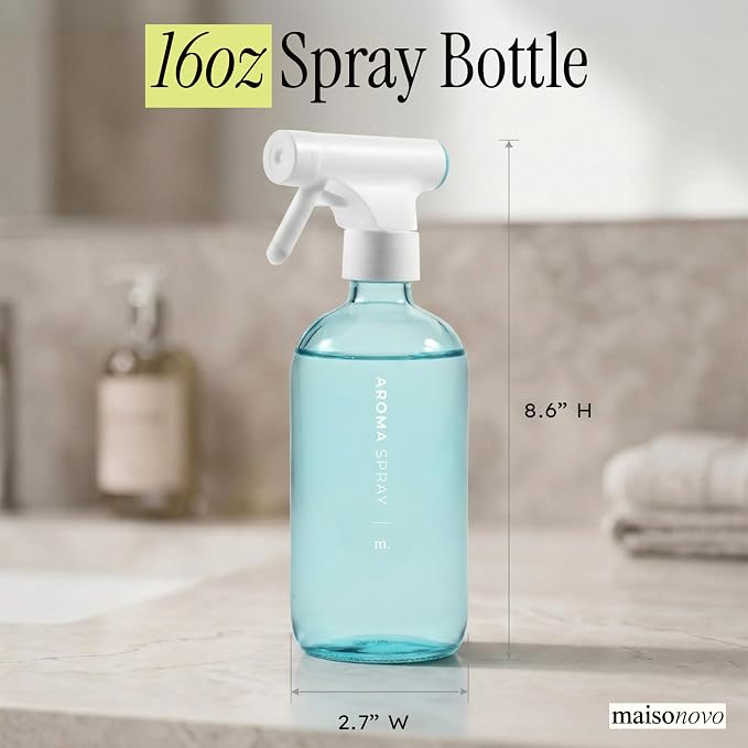 MAISONOVO Blue Glass Spray Bottles 16.9 Oz Pack of 2 - Blue Spray Bottle for Plants with Fortified Glass & Fine Mist - Ideal for Plant Care, Gardening, Misting, Seedlings & Indoor Plants - 16 Labels