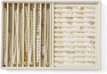 Large Jewelry Organizer for Drawer Insert Velvet Stackable Jewelry Trays for Earring Necklace Bracelet Ring Display (Beige, Ring and 9 Grids)