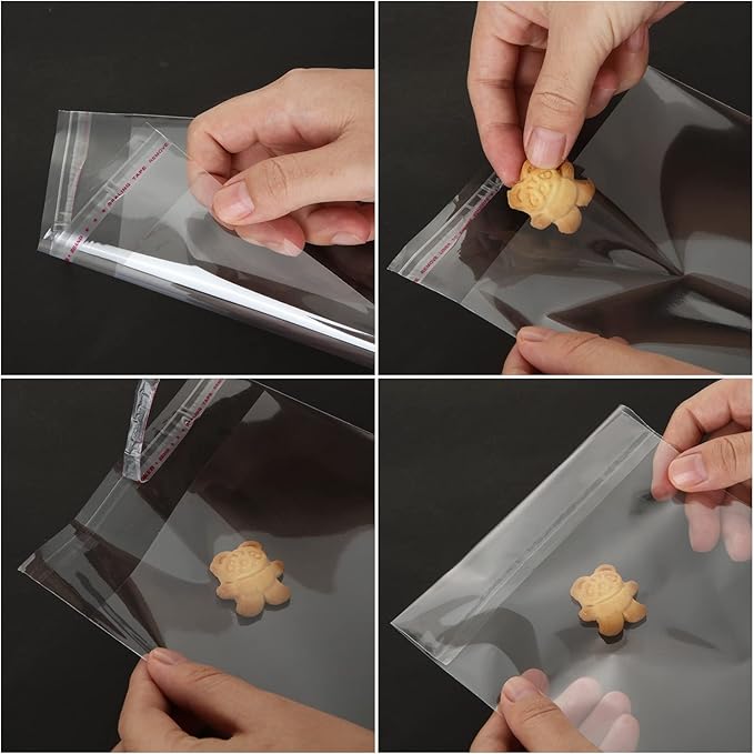MIVIDE 1000PCS 5.5x6.7inch Self Sealing Cellophane Bags, Clear Cookie Bags for Packaging, Resealable Cellophane Bags Self Adhesive, Plastic Sealing Bags for Cookies, Bakery, Gift Wrapping, Candy