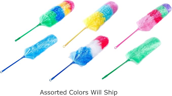 Kitchen + Home Large 27" Inch Static Duster with Bonus 35" Inch Extension Pole - Electrostatic Feather Duster attracts dust Like a Magnet! - Assorted Colors Will Ship