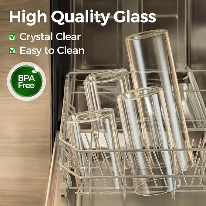 ComSaf 1.2 QT Glass Storage Containers with Lids, Glass Jars with Lids, Clear Food Jar, Square Canister Set of 6, Pantry Organizers and Storage for Cookie Flour Oat Pasta Tea Coffee Bean