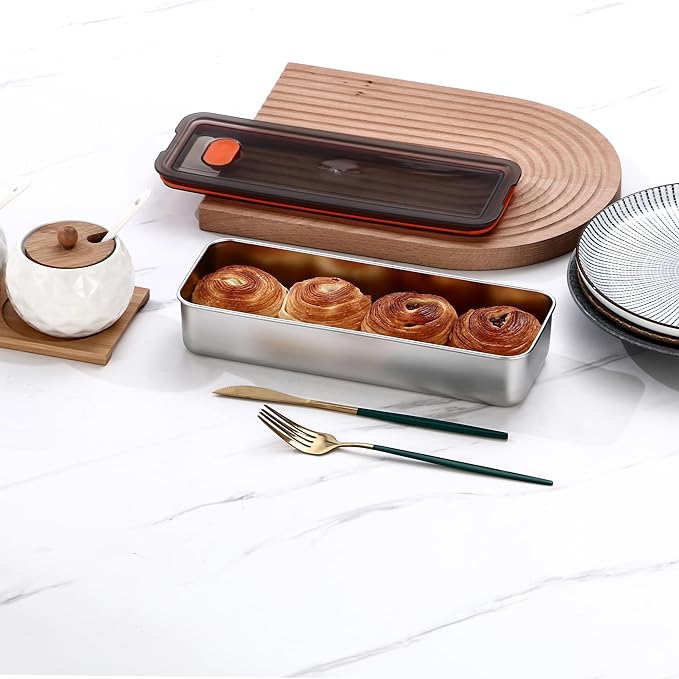 Bacon Container for Refrigerator, 304 Stainless Steel Sealed Food Storage Container with Silicone-Sealed and Air Vent ，Safe Deli Containers SealPro Bacon Box