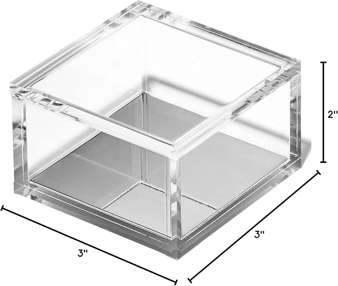 OfficeGoods Acrylic Desk Organizer w/Silver Base – Functional & Elegant Odds & Ends Box for Display or Storage – Perfect for Home or Office, Kitchen, Bathroom Vanity, Curio Display - Small