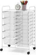 BECOMFORT 15-Drawer Rolling Cart with Drawers, Storage Cart on Wheels, Teacher Classroom Organizers with Metal Frame, Mobile Craft Cart for Tools, Trolley Utility Cart for School Office Play Room