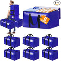 FabSpace 6-Pack Moving Bags with Backpack Straps & Carry Handles, 30 Gallons-125 L Heavy Duty Storage Totes for Space Saving, Foldable Storage Bags for College Dorm, Travel, Camping (Blue)