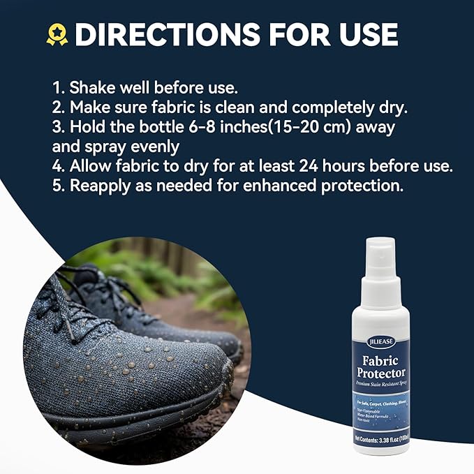 Fabric Protector & Stain Resistant Spray – Non-Toxic Water-Based Upholstery & Carpet Protector for Sofa, Couch, Chairs, Shoes, Rugs, Outdoor Furniture – Waterproof Stain Guard (3.38 Fl Oz)