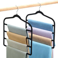 Pants Hangers Space Saving, 2 Pack Velvet-Coated Plastic Multi-Layer Hangers, Non-Slip Closet Organizer for Small Closets and College Dorms, Hanging Trousers, Scarves, Ties, Towels, Black
