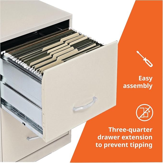 NuSparc 2 Drawer Locking Filing Cabinet | Pre-Assembled Steel Construction | Space-Saving Design is Perfect for Home and Small Office | Letter-Size | Assembled in North America