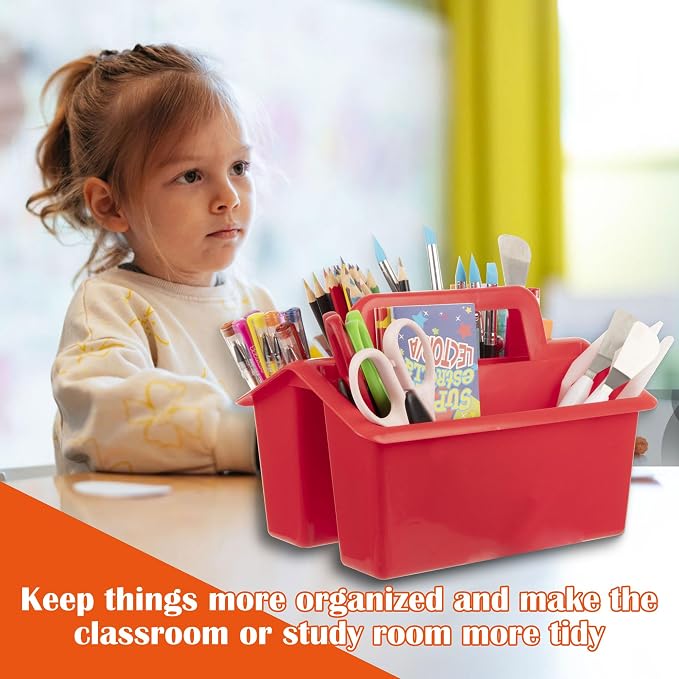 WRVCSS 6Pack Classroom caddy, assorted color for Classrooms, Kids Room, and Office Organization,9"(L) x6.7(W) x6.5(H),4 compartments