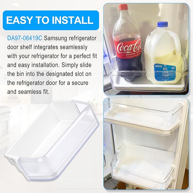 [2 PACK] UPGRADED DA97-06419C Refrigerator Door Bin Shelf Right Compatible with Samsung Refrigerator Door Shelf Parts DA63-04314 DA63-04316 AP4567198 RFG293HARS RFG297HDRS RFG298HDRS Door Shelf