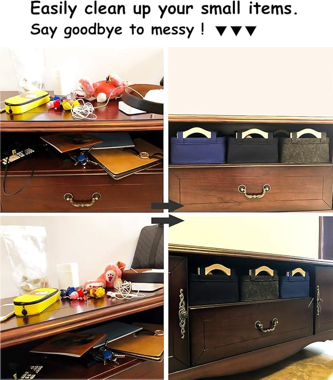 Rectangle Storage Baskets Navy Blue Storage Baskets Soft Decorative Nursery Bins for Books Magazines Album Dog Toys Bra Socks