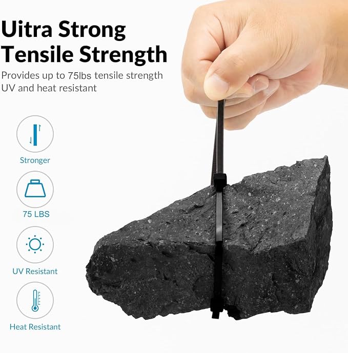 XINGO 12 Inch Gold Zip Ties 1200 PCS, 75 LBS Tensile Strength, UV Resistant Cable Ties, Premium Self-locking Plastic Ties for Indoor and Outdoor Use