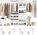 6.7FT-10FT Closet System Set with Half-Open Drawers, 80.5''-120" Wooden Modular Wardrobe Set with Shelving Towers, 80'' Height Closet Organizer with Hanging Rods and 2 Big Wing Shelves, White