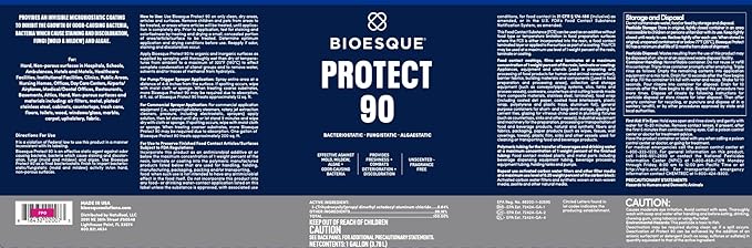 Bioesque Protect 90, Bacteriostatic, Fungistatic, Algaestatic Formula, Effective Against Mold, Mildew, Algae, & Odor Causing Bacteria, 1 Gallon (Pack of 4)