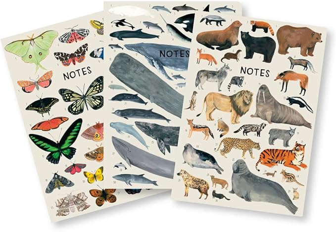 High Note Animal Themed Composition Notebook Journal, 3 Pack, 5.75" x 8.25", 64 Wide Ruled Pages, Small Notebooks for School, Journaling, Writing, Planner, by Kelsey Oseid
