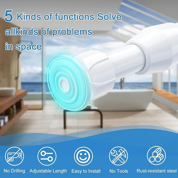 AIZESI Spring Tension Curtain Rods Short Tension Rod (White,12" to 19"-4Pcs)