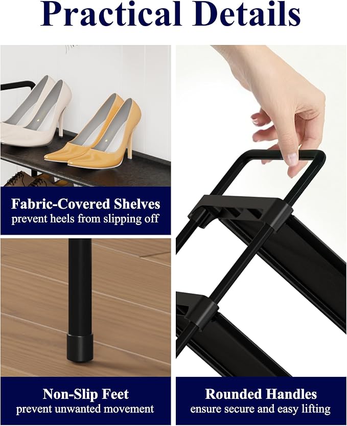 Kitsure Shoe Rack for Closet, Shoe Organizer for Front Door Entrance, Stackable Shoe Shelf, Detachable Closet Organizers and Storage, 36.1" Wide - 2 Tiers, Black | Closet, Front Door Entrance, Entryway, Stackable & Detachable Shelf, Closet Organizers a...