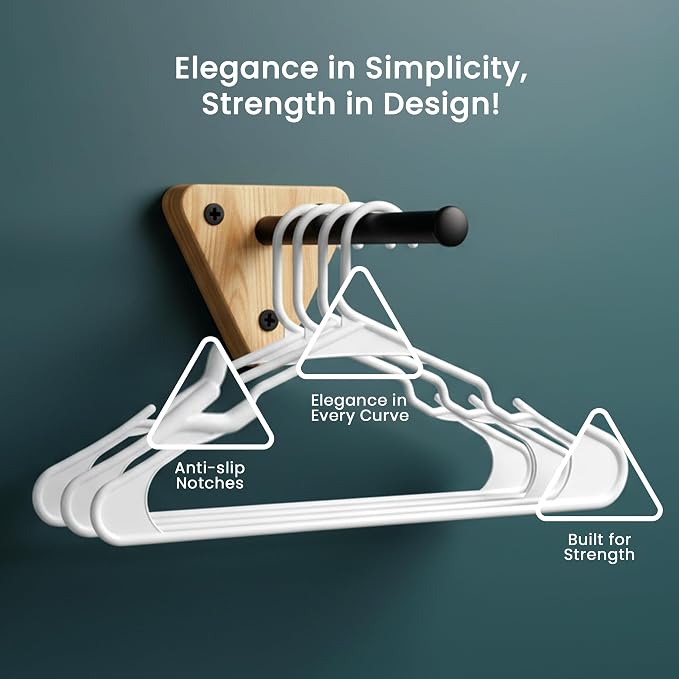 Utopia Home Plastic Hangers 30 Pack – Space Saving Clothes Hanger White | Durable & strong | Closet organizer & storage | Ideal for apartments, dorms & stocking stuffers