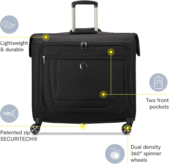 DELSEY PARIS Helium DLX Rolling Garment Bag with Spinner Wheels, Navy Blue