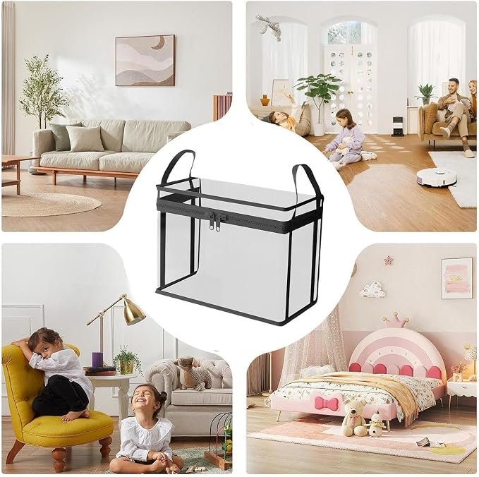 Large Clear Thick Plastic Storage Box with Hinged Lid, Heavy-Duty Durable High Capacity Organizer, Foldable Storage Box,Perfect for Home, Camping, Travel, Attic & Moving (White-L-2)